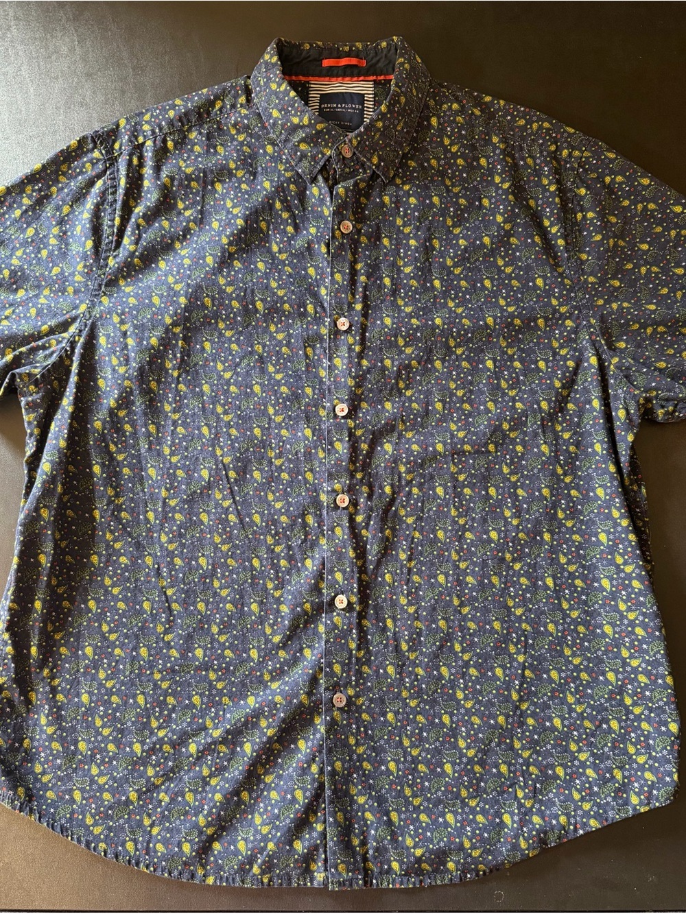 Denim & Flower Navy Short-Sleeve Floral Button-Down Shirt
